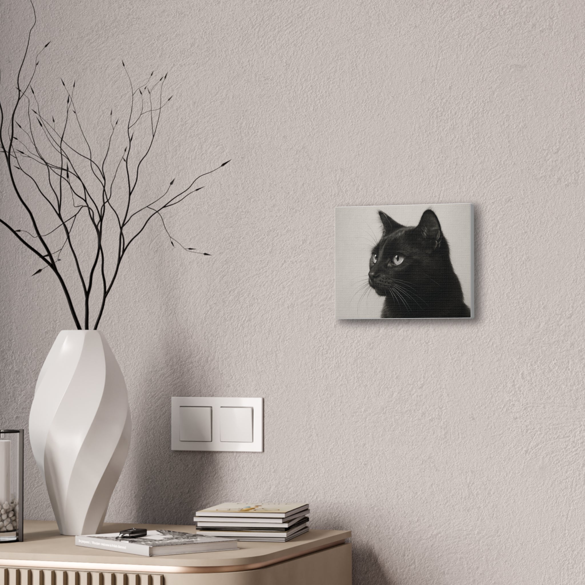 Black Cat Portrait Canvas — Stretched Wall Art