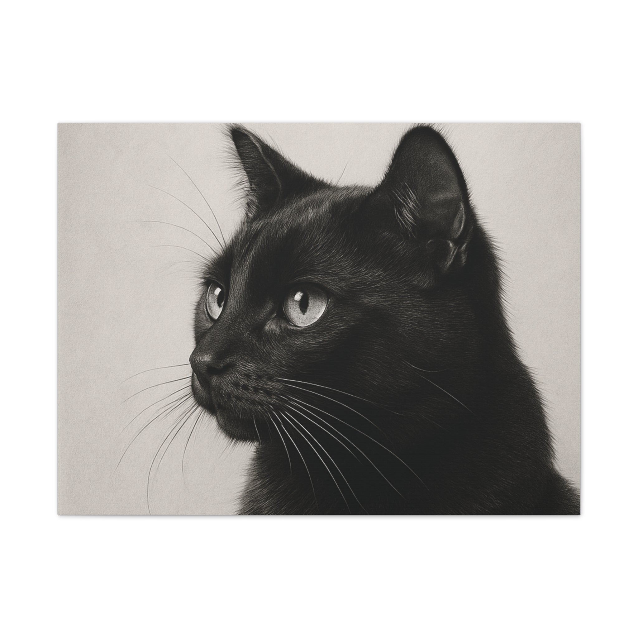 Black Cat Portrait Canvas — Stretched Wall Art